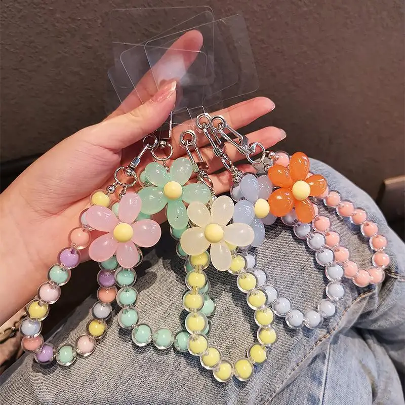 Пользовательские DIY конфеты цвет кристалл Мобильный телефон цепь цветок бисер ремешок
