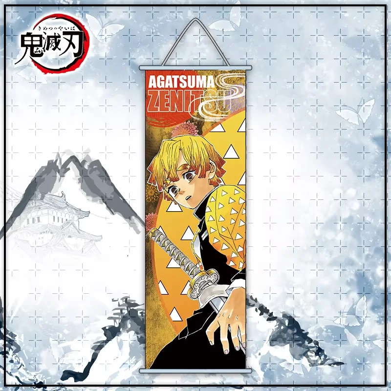 Wholesale 25* 70cm Anime Scroll Hanging Picture Demon Slayer Classic Anime Character Poster Canvas Print Decoration