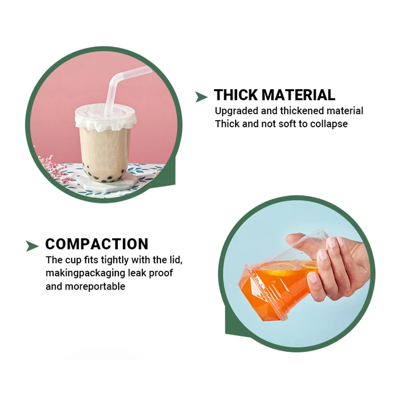 Disposable polypropylene cup bubble tea clear cup Custom plastic pet/pp cups with lid and straw for coffee