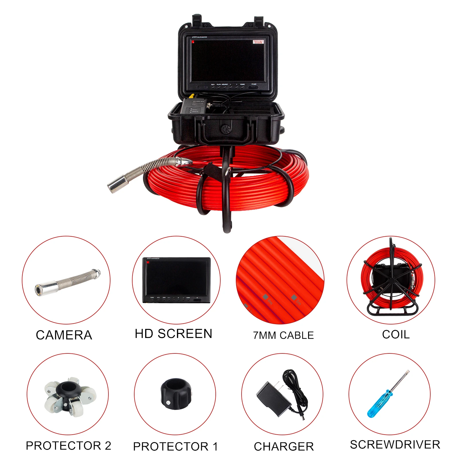 9Inch Monitor Centralizer 512Hz Sewage Drain Pipe Inspection Camera With Locator And Receiver