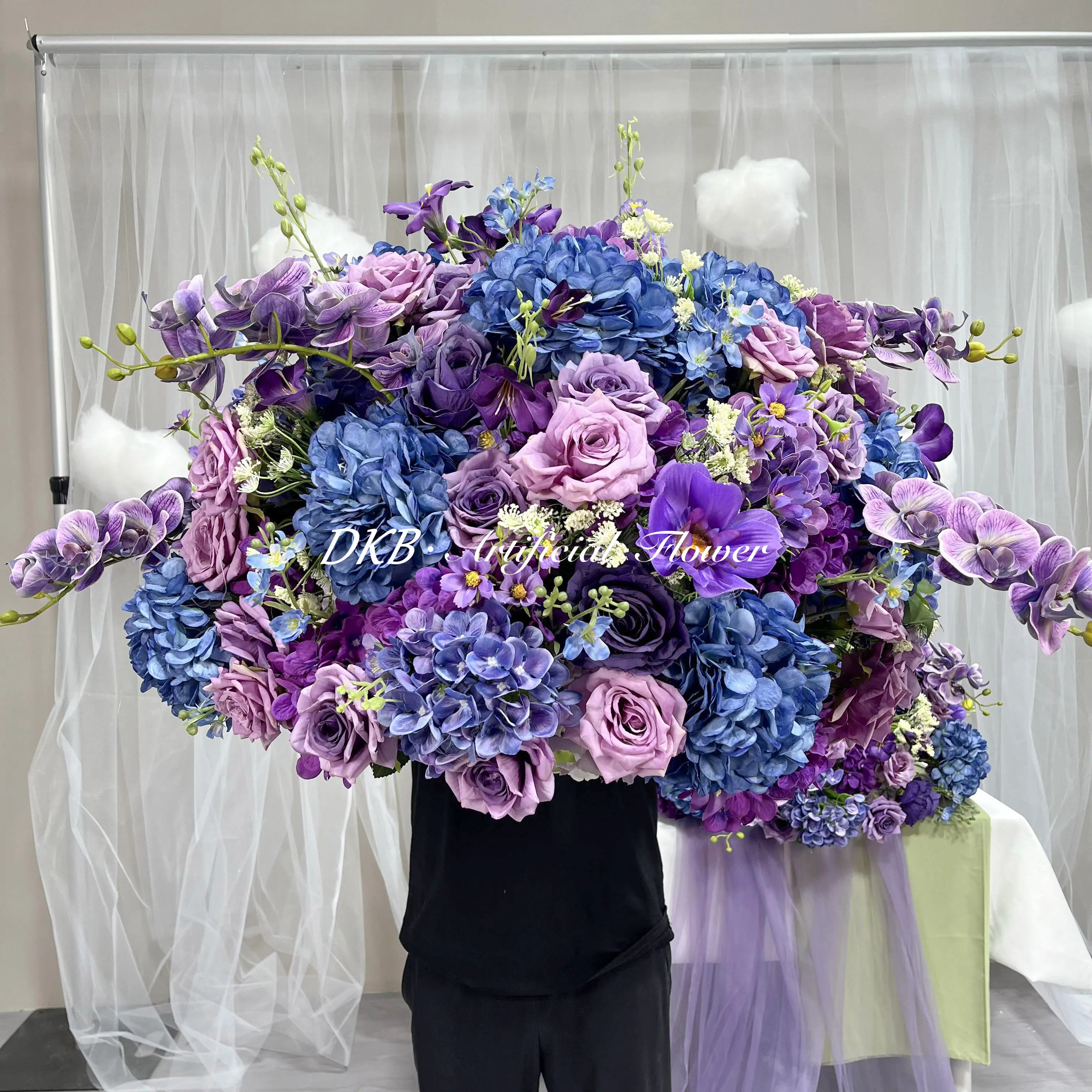 DKB high quality silk flower ball large silk purple rose hydrangea flower ball wedding centerpieces