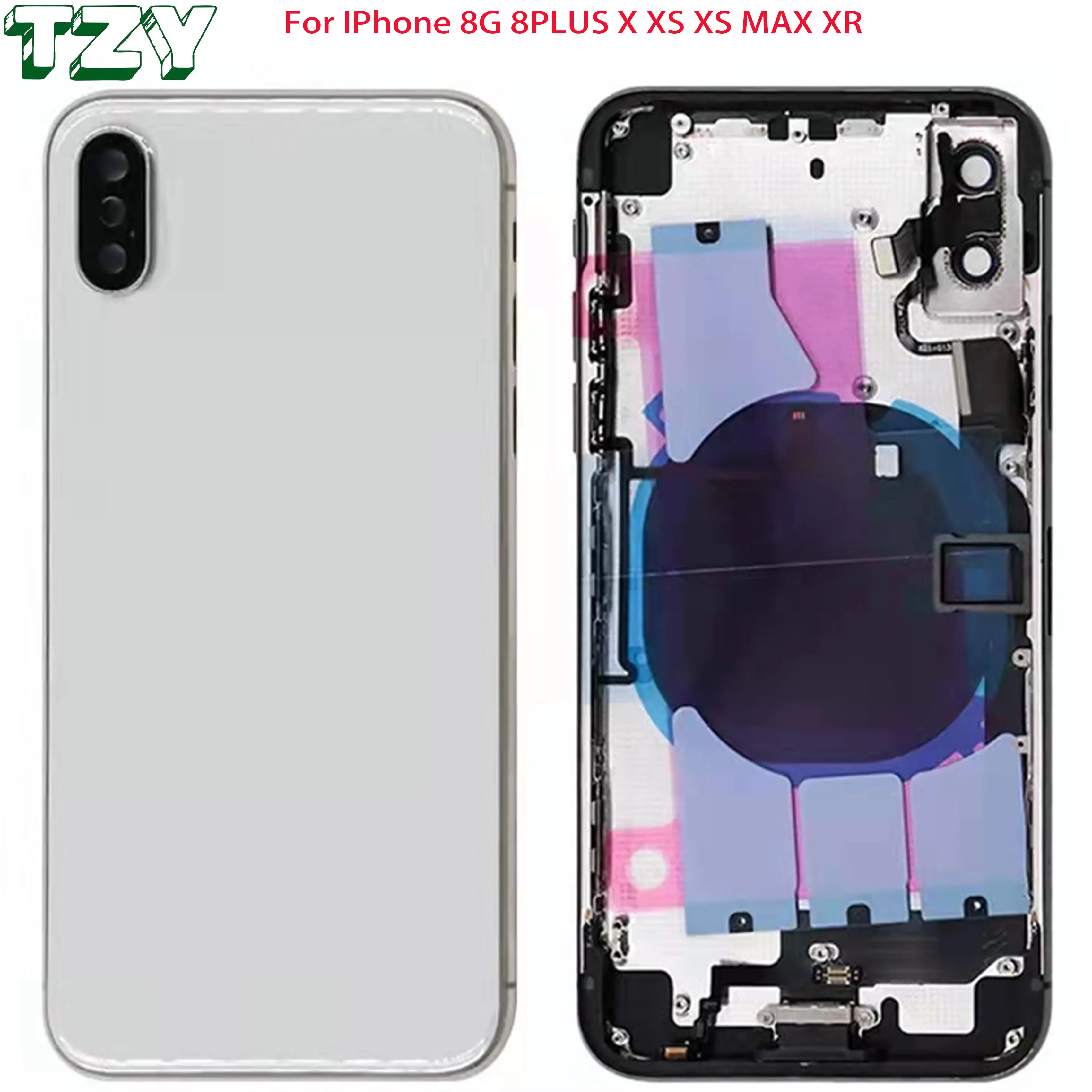Back Housing With Logo Squarish Housing For iPhone XS MAX 11 PRO 8 PLUS 13 PRO MAX Back Rear Cover Battery Housing