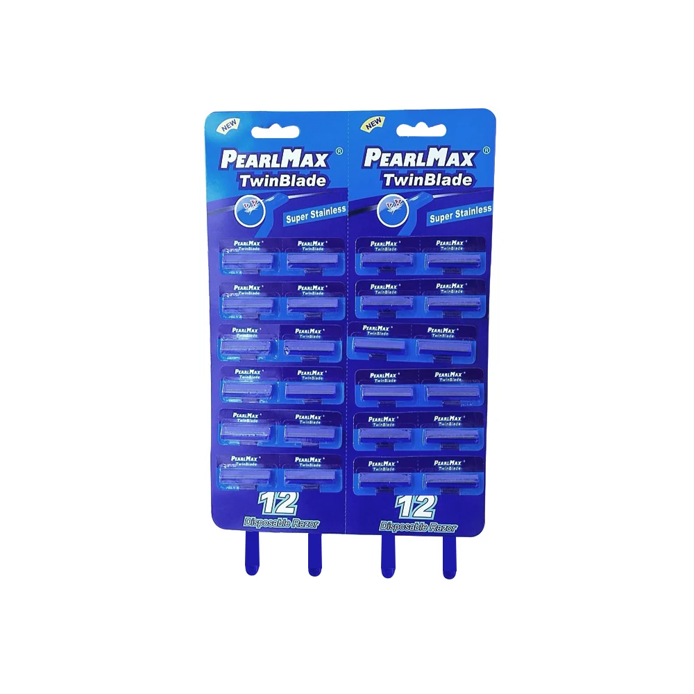 PearlMax OEM High Quality Cheapest Double Blade Disposable Razor Shaving Razors with Lubricating Strip for Men 24PCS/Card