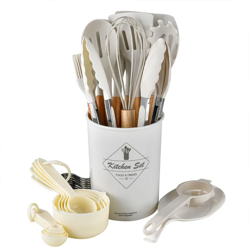 Slotted Spoon Set Kitchen Utensil Holder silicone utensil 34 piece silicone kitchenware Cooking Utensils Spatula Set