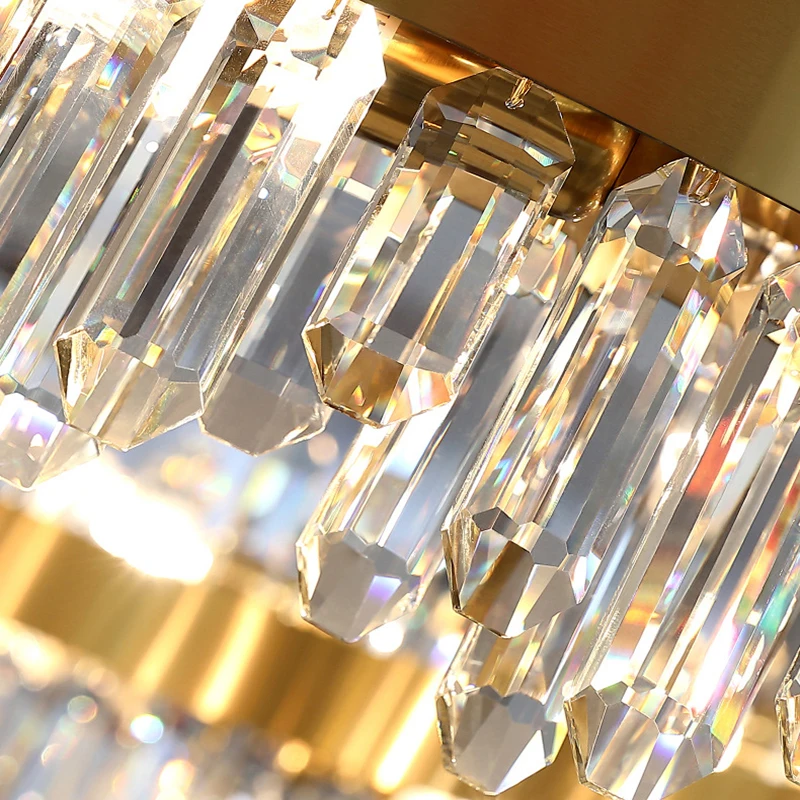 Luxury Living Room light hotel led lamp large round ceiling mounted lighting pendant lights crystal chandelier