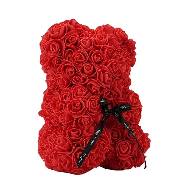 Valentines Day Gift 25Cm Red Rose Teddy Bear Soap Foam Artificial Flower Bea