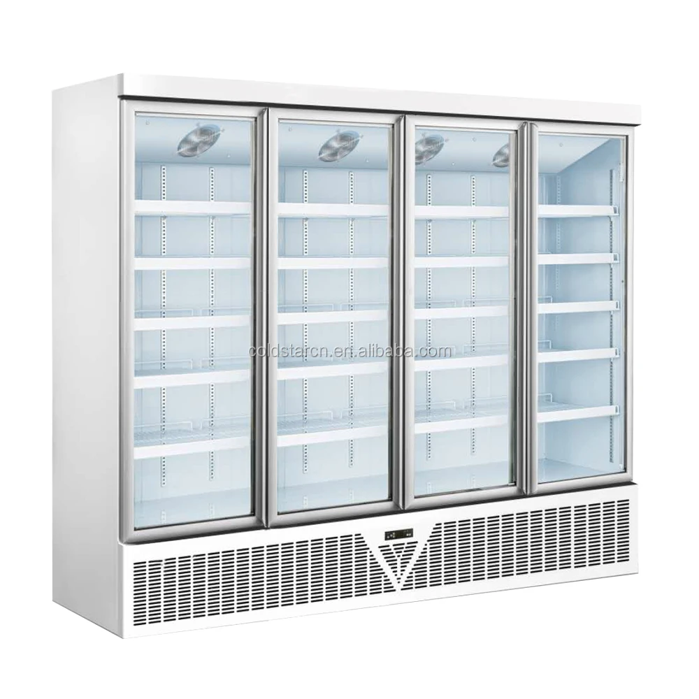 Commercial 4 doors refrigerator freezer glass door display cooler