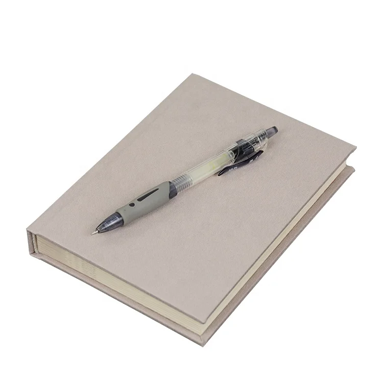 Customized high quality competitive price  nature ivory paper soft touch cotton fabric cloth hardcover journal books