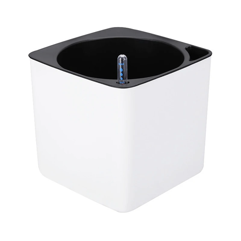 Plastic Self-Watering Flowerpot Lazy Desktop Rectangular Square Plant Flower Pot with Water Level Indicator for Office Garden