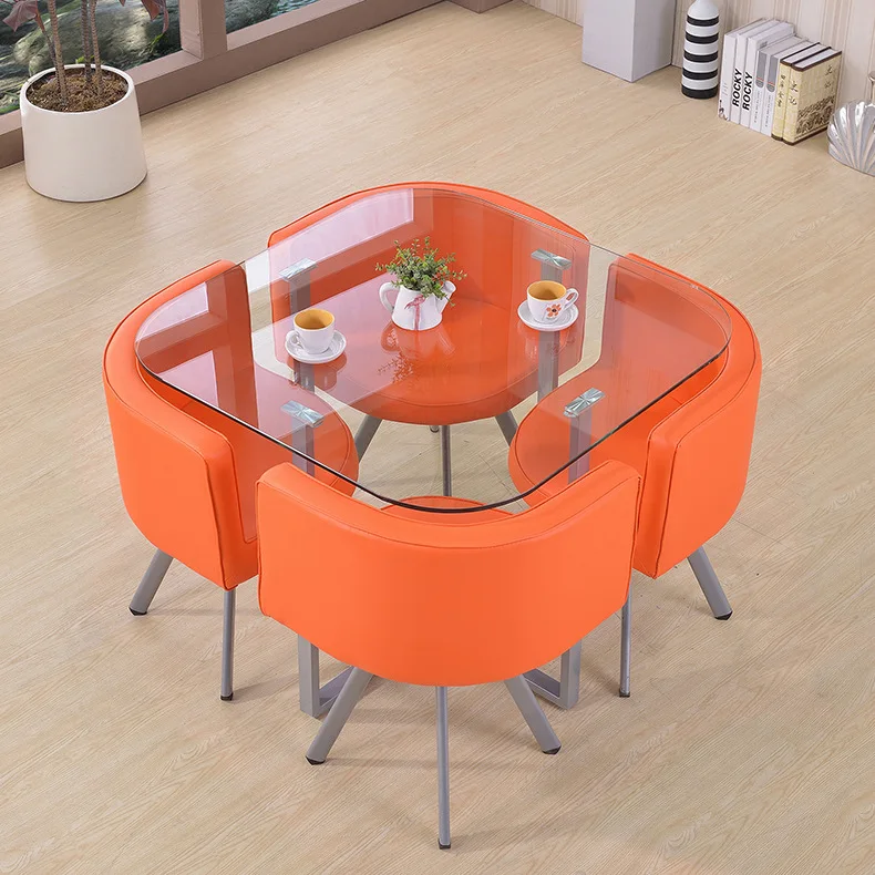 Glass Dining Table and Chairs Set of 4 for Small Kitchen Dinette 5 Piece Contemporary Tempered Glass Square Table and 4 Chairs
