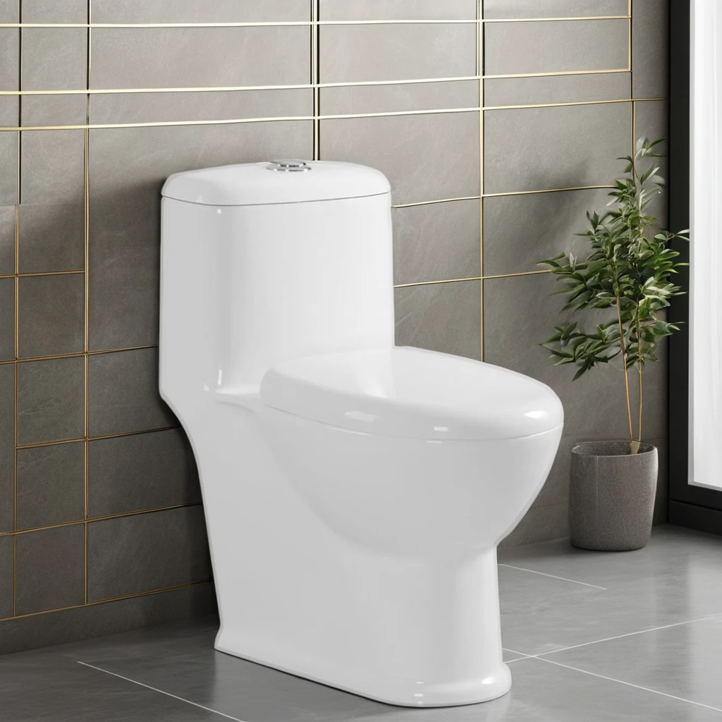Modern One-Piece Ceramic round Toilet Floor Mounted Closestool with S-Trap Drainage for Bathroom Washdown