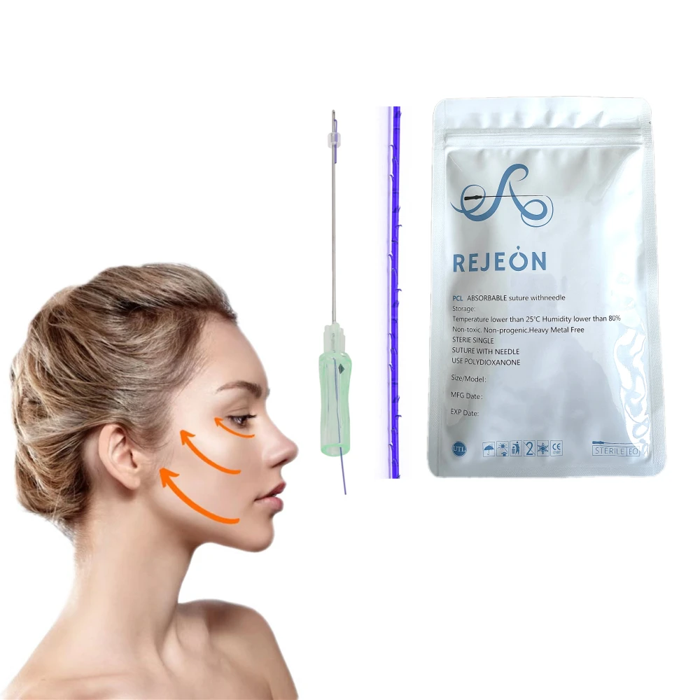 REJEON pdo mono mesh threads blunt needle lift Pdo Thread Lift Korea 19G 100mm PDO Thread 360 degree cog