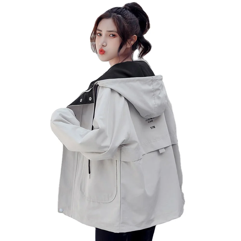 
Workwear jacket female autumn 2020 new Korean version loose wild college style junior high school student hooded coat 