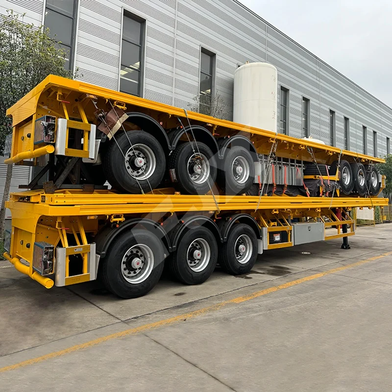 The fine quality 3 Axle 60ton Flatbed/Platform Semitrailer for 20 FT/40FT/45FT Container and Heavy Duty Cargo Transport for Sale