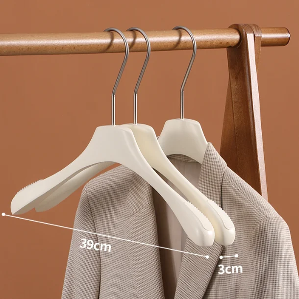 Fashion Shop Customized Logo Hanger Wood Suit Hanger Wide White Brand Suit Wooden Hangers for Cloth