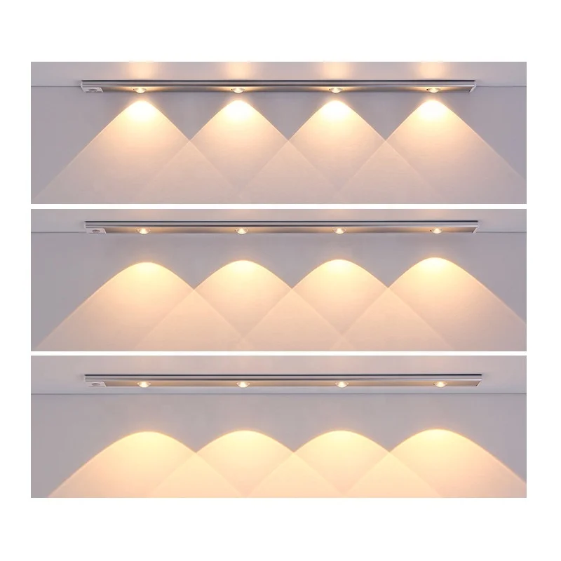 Светодиодные светильники для шкафа на батарейках с эффектом «кошачий глаз» USB-зарядка датчик движения светильник ночник