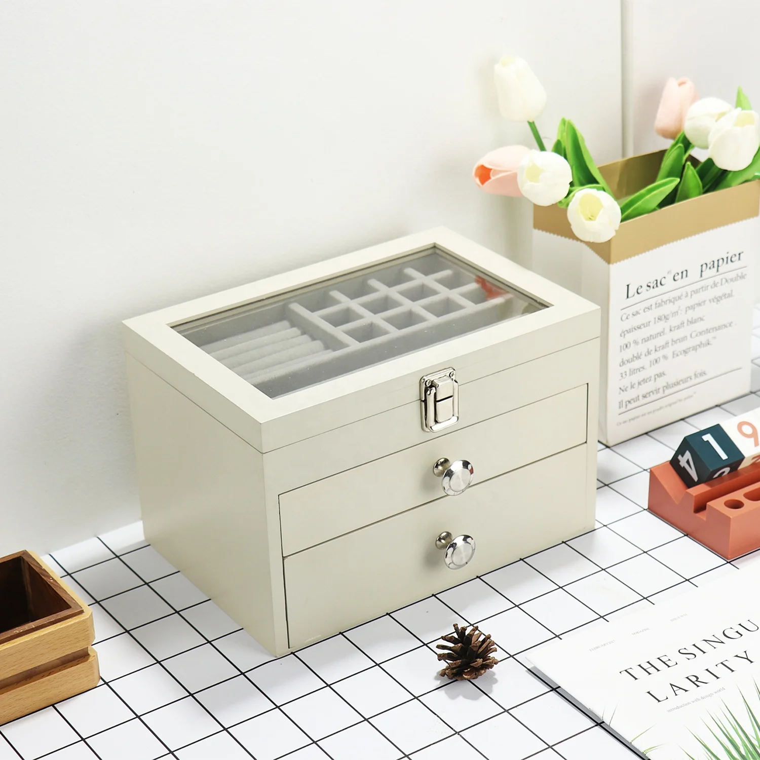 Luxury Factory Wholesale Custom Organizer Case Wooden Jewelry Storage Box For Ring