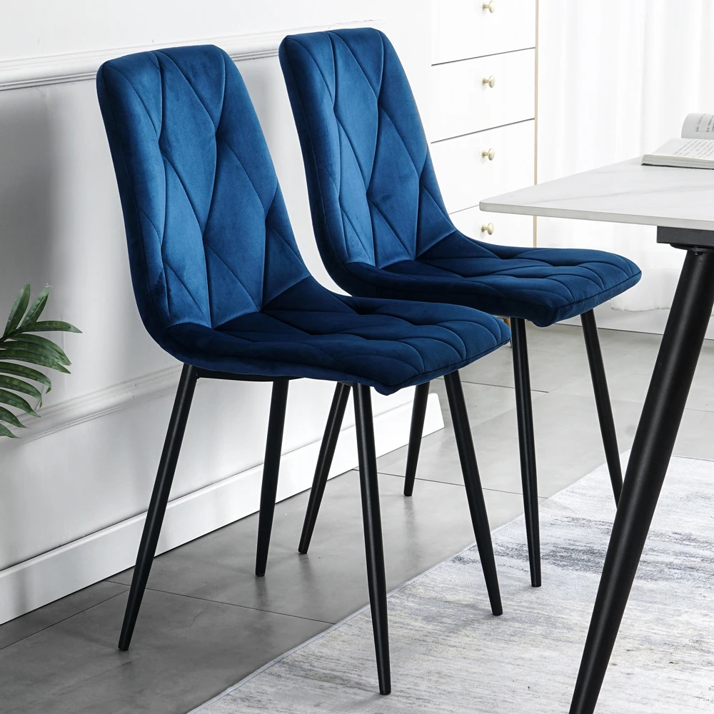High Quality Kitchen Restaurant Dining Room Furniture Blue Fabric Modern Chairs