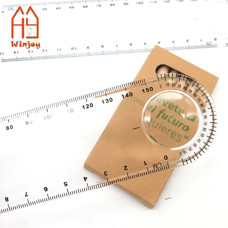Custom colorless transparent magnifying glass plastic ruler Medical plastic ruler exported to Europe USA magnifying glass ruler