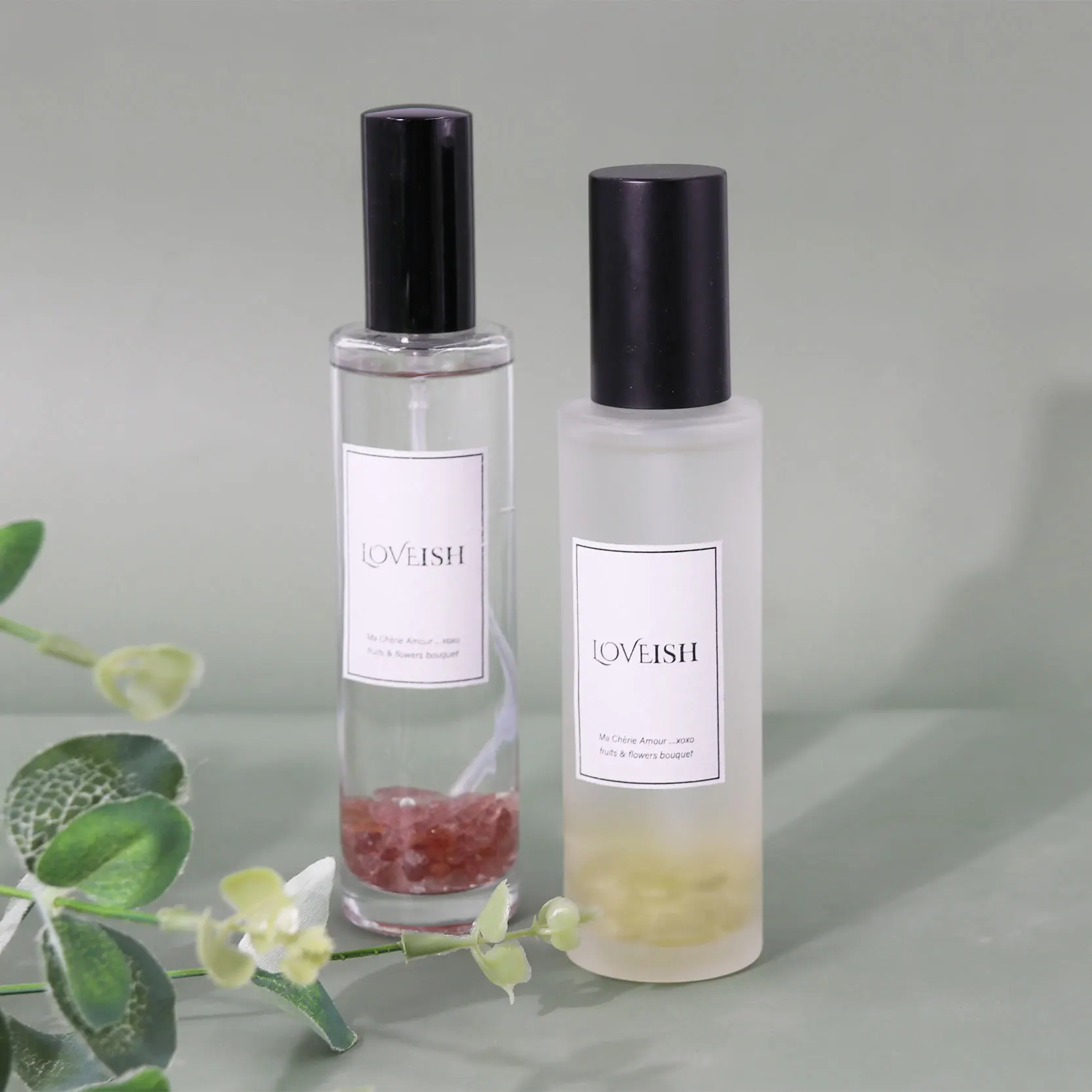 Private Label Room Spray Glass Bottle Sprayer Crystal Infused Aroma Home Fragrance Room Spray