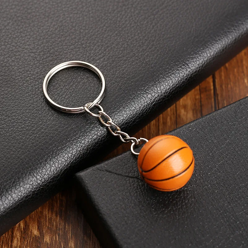 Cheap Factory Mini 3D PVC Sports Footy Baseball Keychains Car Accessories KeyRing Bag Decoration NBA Basketball Ball Keychain