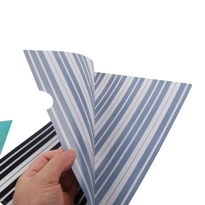 Custom Print A4 Plastic PP Office Supplies Clear L Shape File Transparent Document Folder