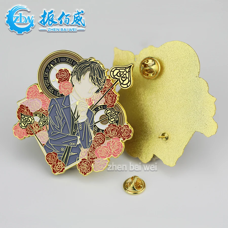Chinese manufacturer Custom metal lapel pin badge Design your own custom cartoon animation cute soft hard glitter enamel pin