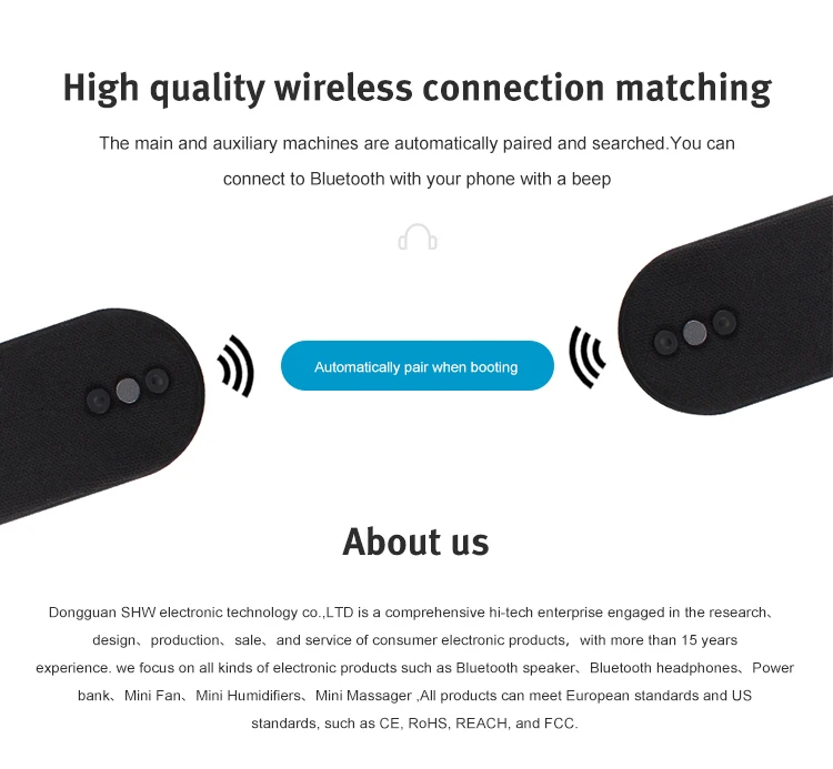 IPX-4 splash proof TWS wireless speakers for outdoor