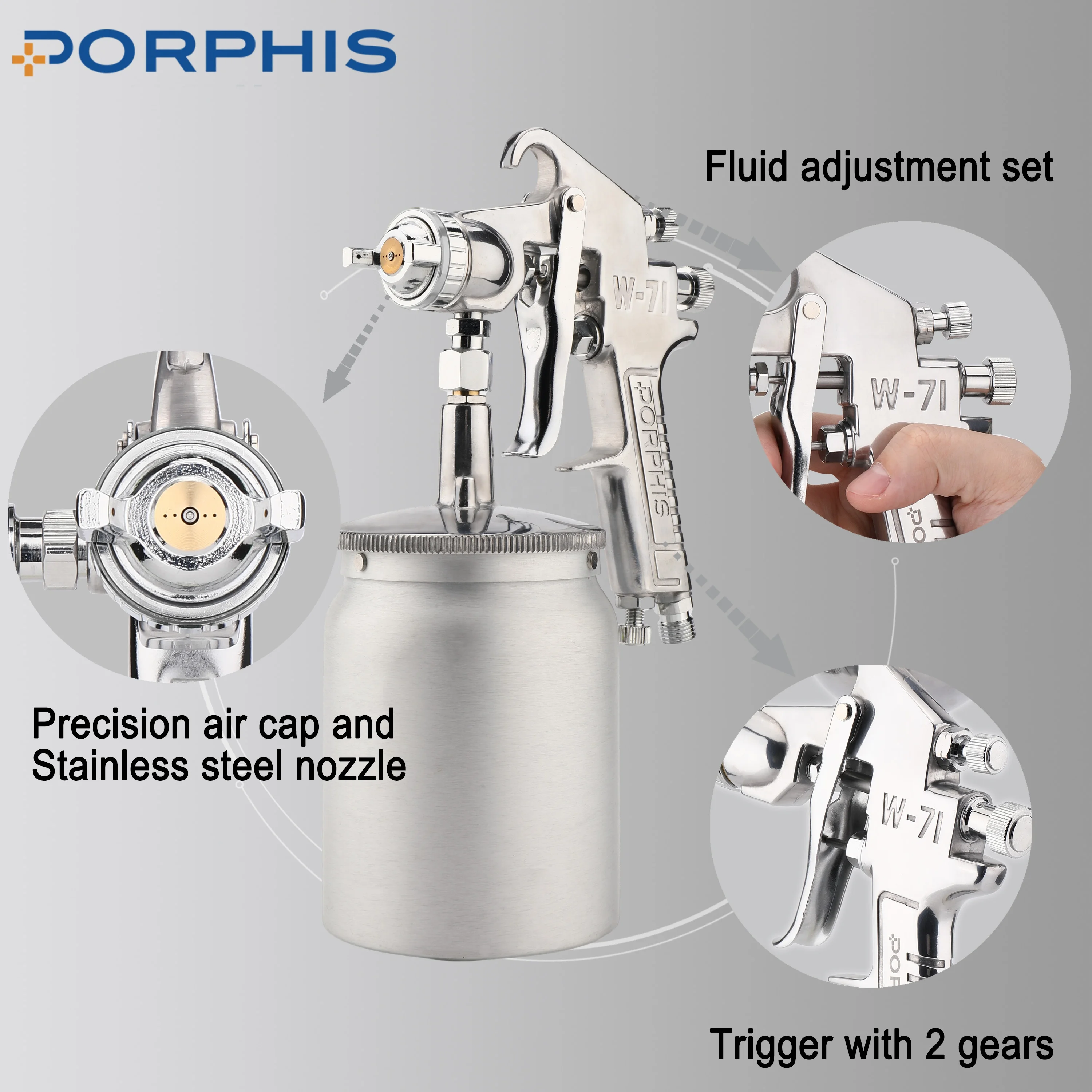 PORPHIS W71S pistola de pintura 1 5 мм грунтовочный распылитель для W-71 краски электрораспылитель мебели
