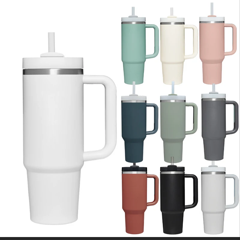 Stainless steel insulated tumbler New 30oz 40oz Reusable  free double wall travel sublimation coffee mug with handle