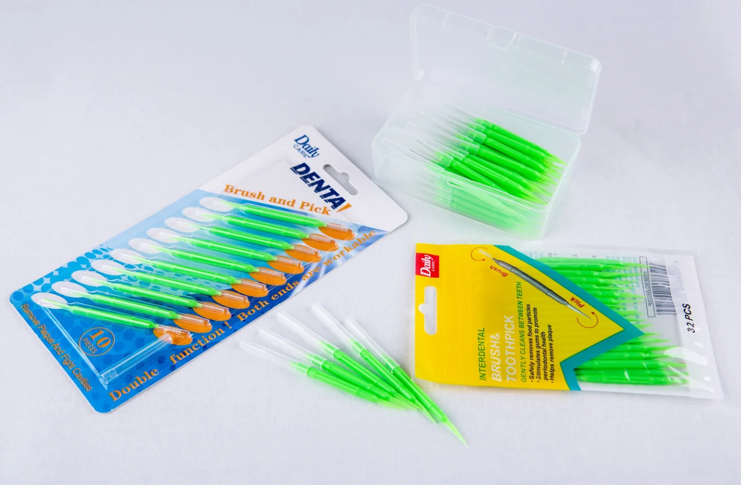 Dental tooth picks double use high quality cheap interdental brush  soft tooth picks and dental brush for tooth clean oral.