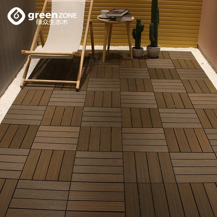 DIY floor wpc outdoor patio tiles decking wood plastic composite
