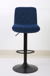 Adjustable height swivel metal frame velvet fabric bar stools chairs for kitchen