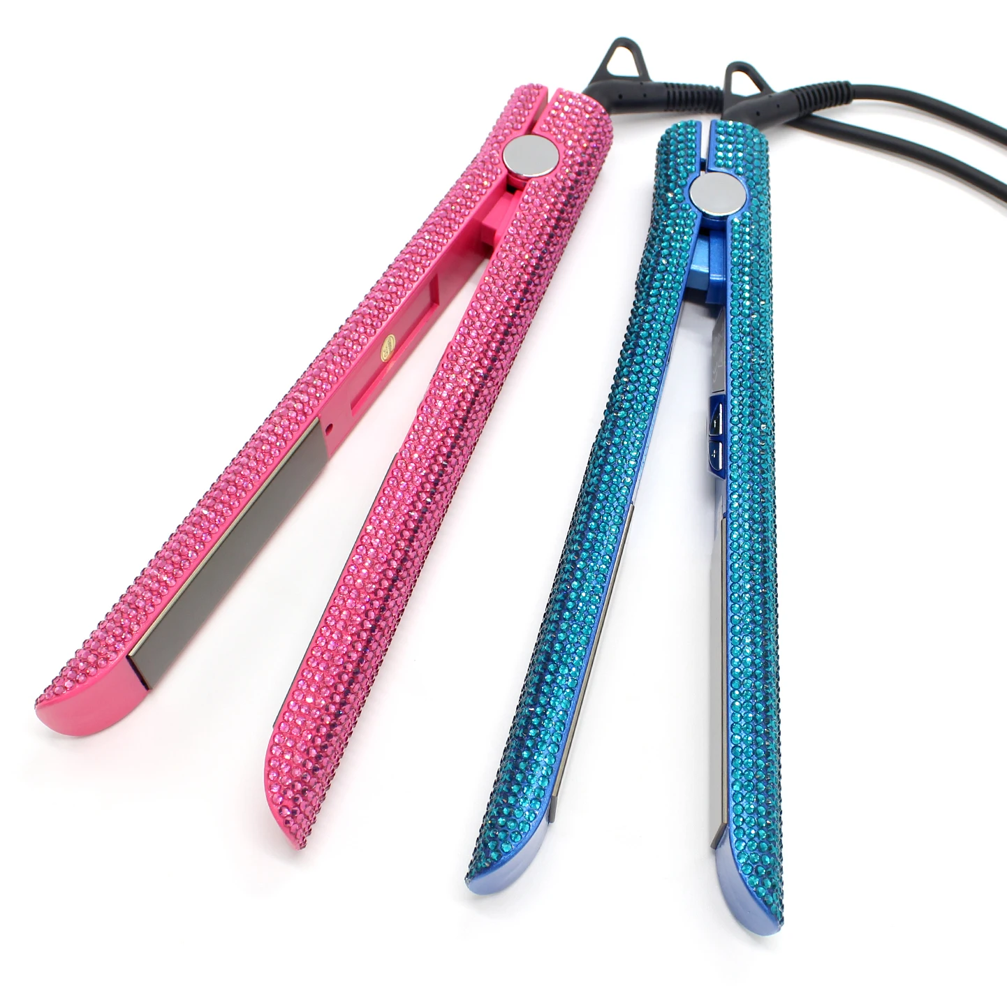 Wholesale Pink Black Rhinestone Electric 500 Degrees Hot Comb Hair Straightener Hotcomb Bling Hot Comb Electric