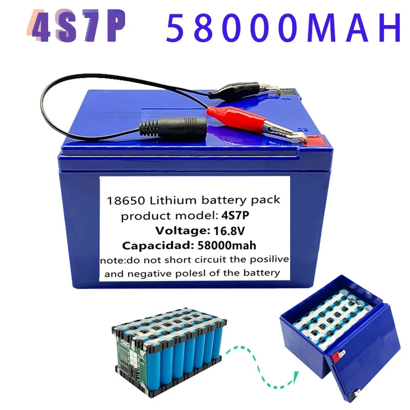58000mah 4S7P Battery Pack Batterie for 16.8v Devices with BMS High Power Li-Ion Inverter Solar for Tourist Cars Equipment