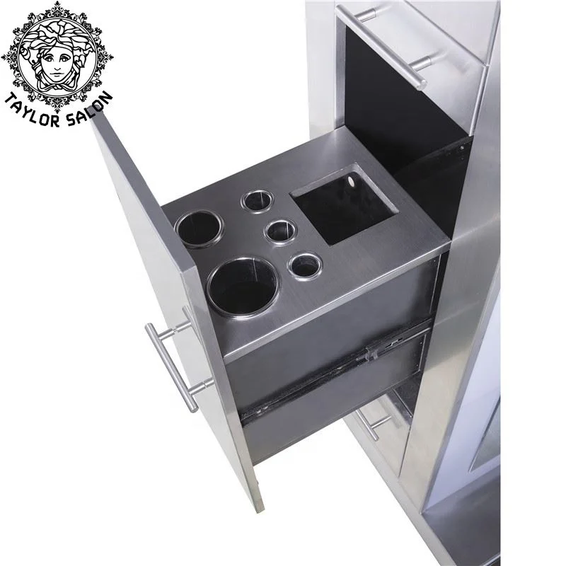 Salon furniture styling stations lighting double sided salon station barber mirror station with hairdressing chairs