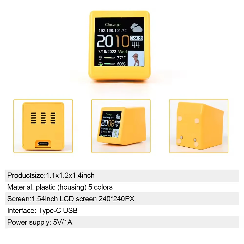2024 New Arrival WiFi Clock Desktop Digital Weather Clock Smart Weather Station Clock