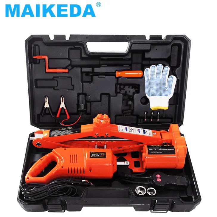 12v 2Ton Electric Hydraulic Automatic Jack Set  3 in 1Car Repair Jack Tyre Change Tools Kits with LED Light