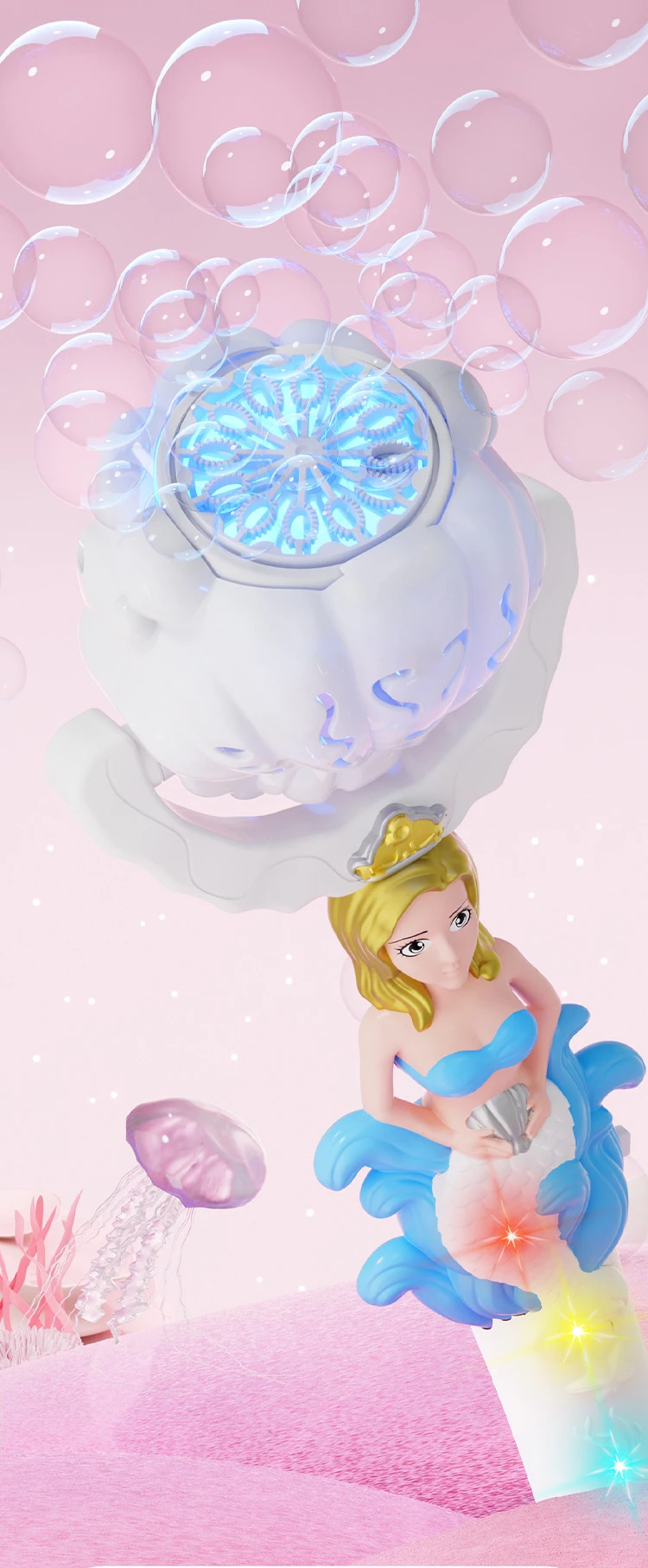 Syh70 Automatic Electric Bubble Gun Summer Outdoor Mermaid Gun Soap Water Bubble Machine Toys For Kids