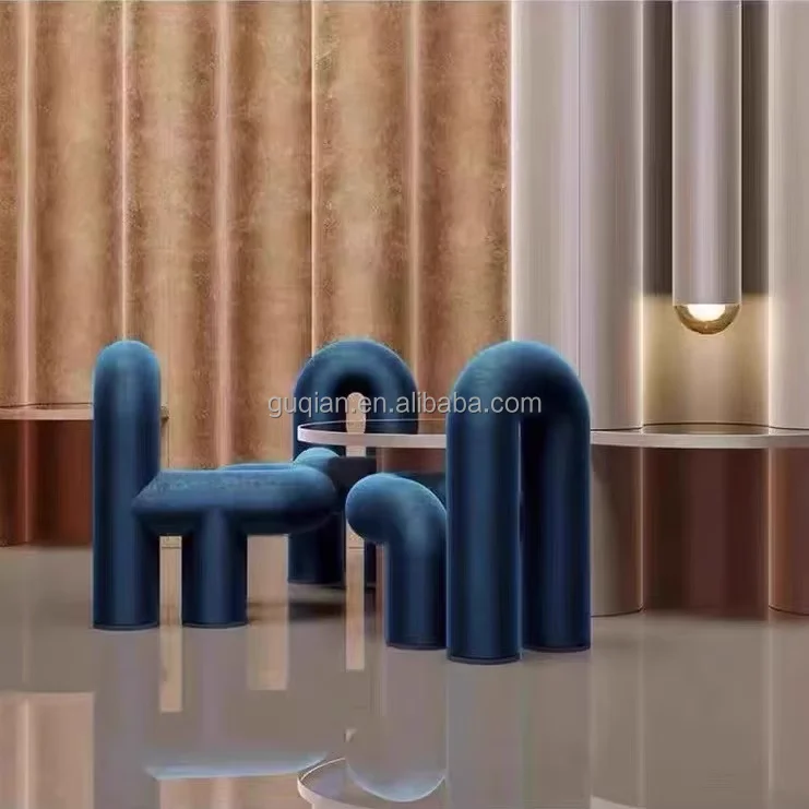 Light Luxury Curved fibreglass water pipe Leisure Chair Personality Dining Chair Makeup Chair Furniture
