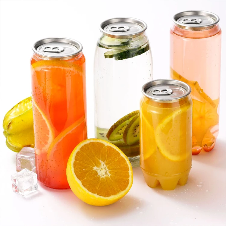High Quality Wholesale 250ml 330ml 500ml 550ml 650ml Plastic Transparent PET Soda Can For Beverages Custom Soda Jar Price