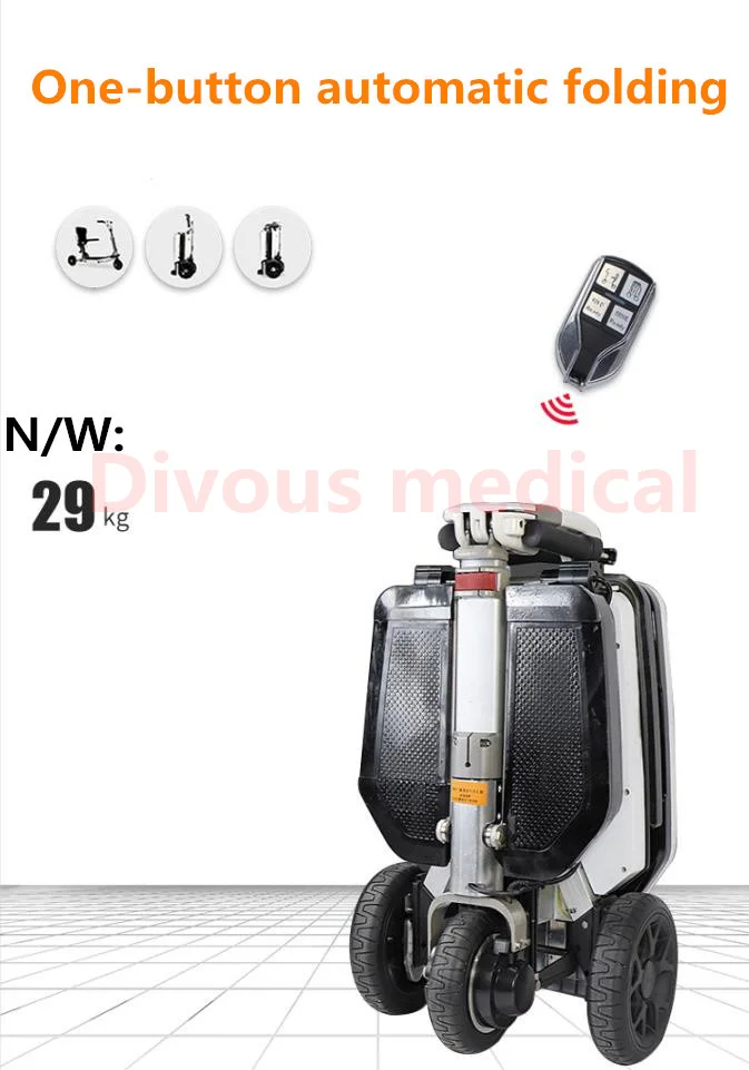 Suitcase Portable Remote Folding Electric Scooter For Disabled Mobility Cycling Available On Plane