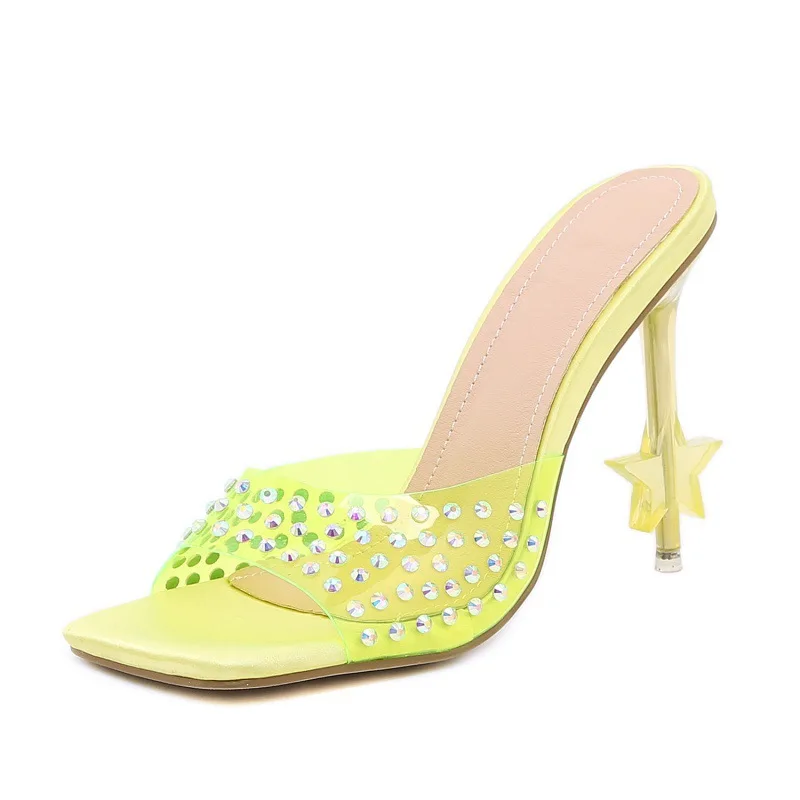 xsd277  2022 new trends brand design clear jelly pvc slipper high heel shoes women