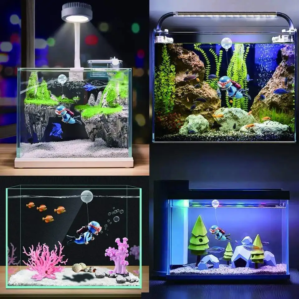 Floating Fish Tank Decorations Blue Fat Diver Floating Device Fish Tank Accessories Small Cartoon Aquarium Ornament and Toy