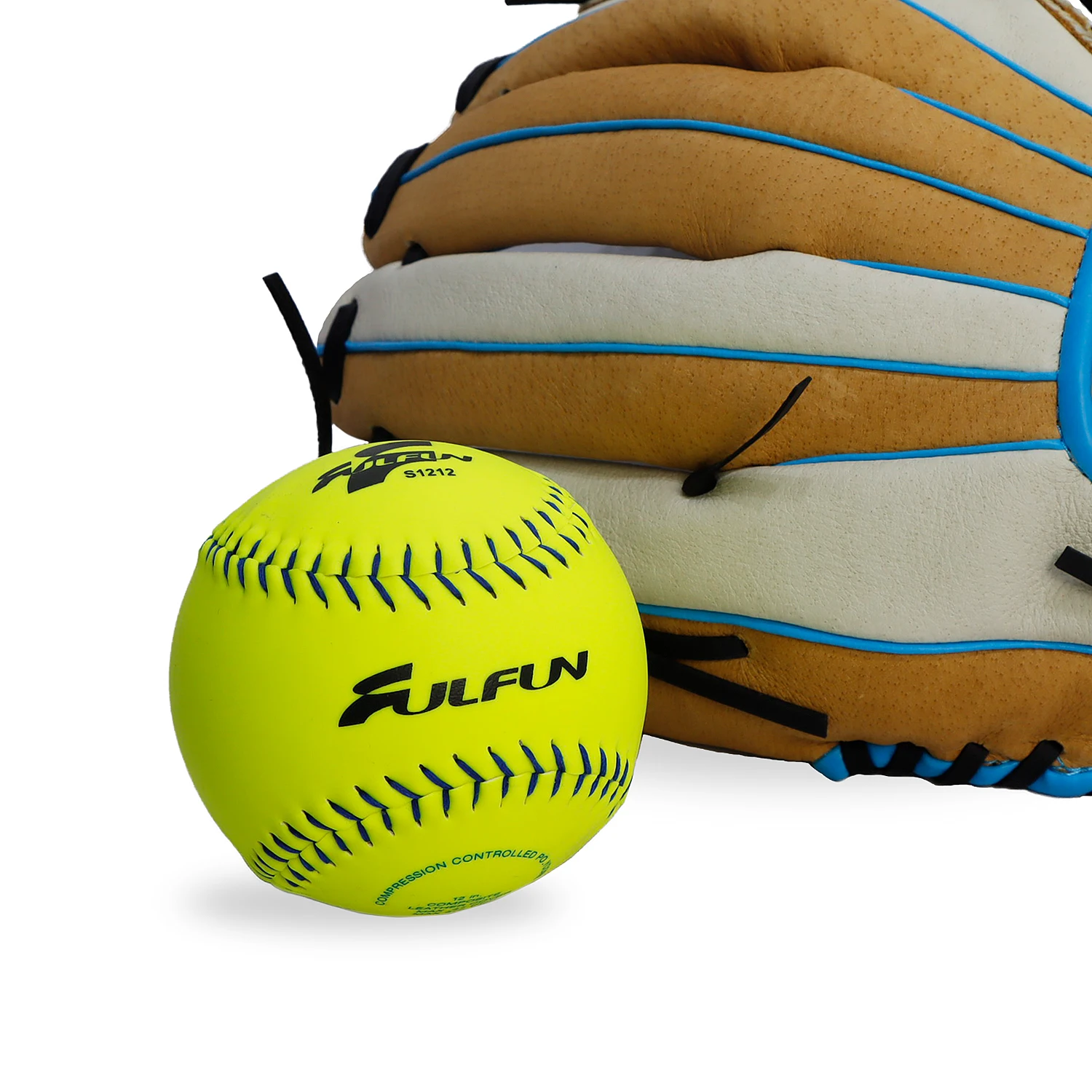 High quality optic Yellow synthetic Leather Softball Sports Practice balls slowpitch softball