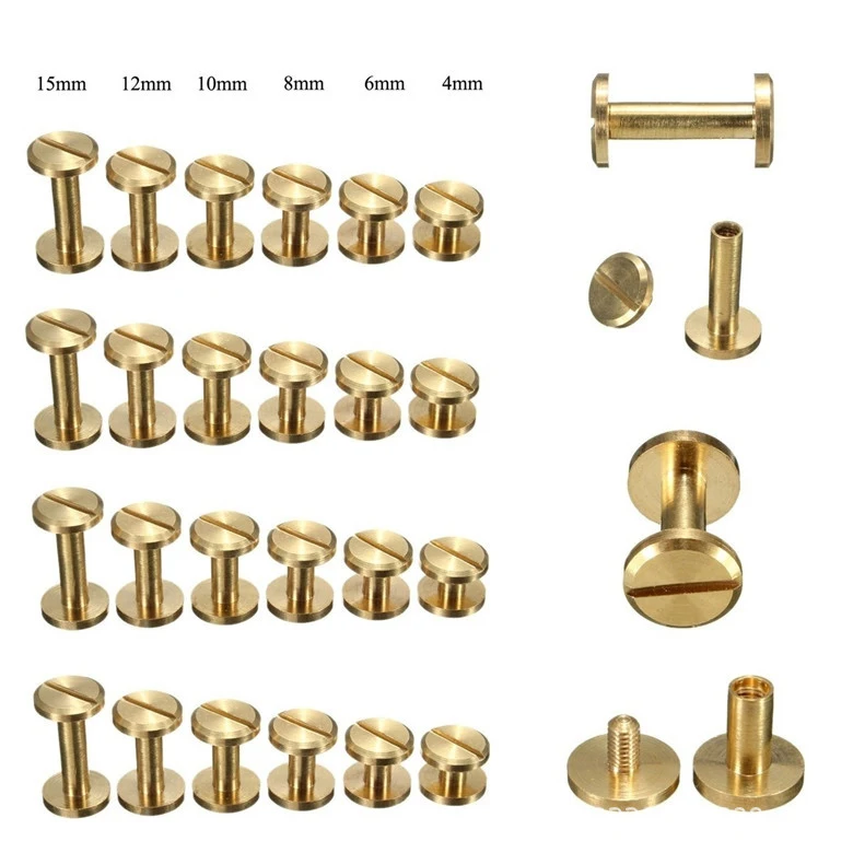 Decorative Round Head Brass Chicago screws For Luggage accessories