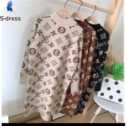 
Droma Wholesale Loose Style Ladies Sweater Dress Women O-neck Long Sleeve Sweater 