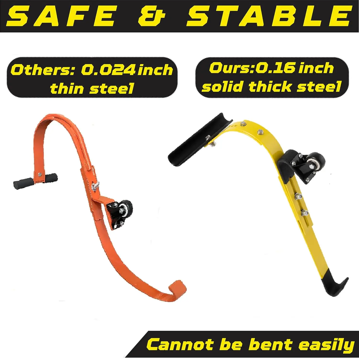 Ladder Hooks for Roof Heavy Duty Steel Ladder Stabilizer with 360 Rotatable Grip