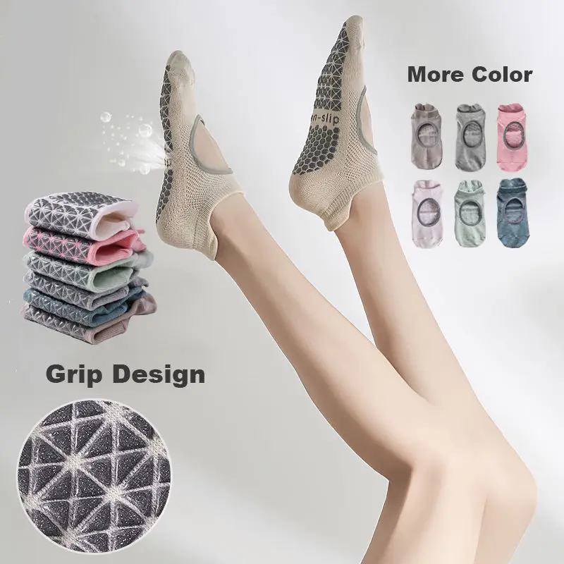 Custom Embroidery Logo cotton women grip yoga sock Cotton Anti slip Gym Pilates Non Slip Girls Barre Ballet Dance Fitness Socks