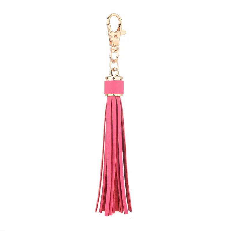 Wholesale new PU tassel pings super slender DIY suitcase accessories key ring leather tassel